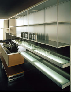glass shelf with light